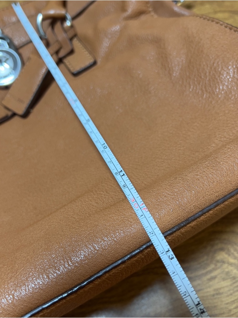 Michael Kors Hamilton Cognac Leather Silver tone Hardware Large Luggage tote Bag - Picture 8 of 11